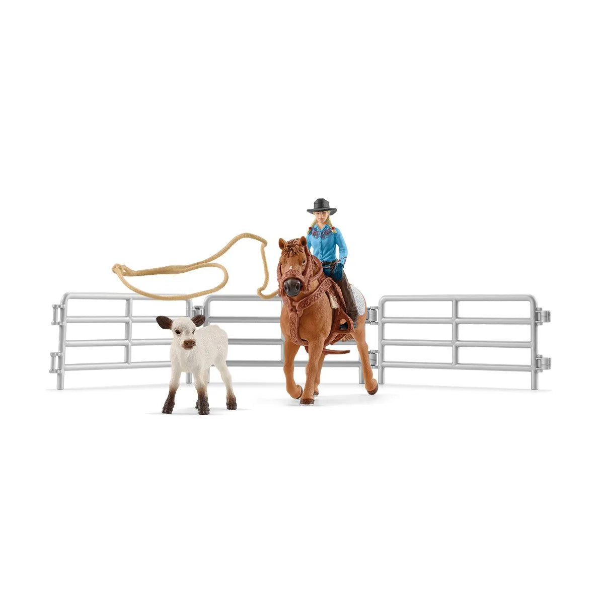 SCHLEICH World Farm Cowgirl Team Roping Fun