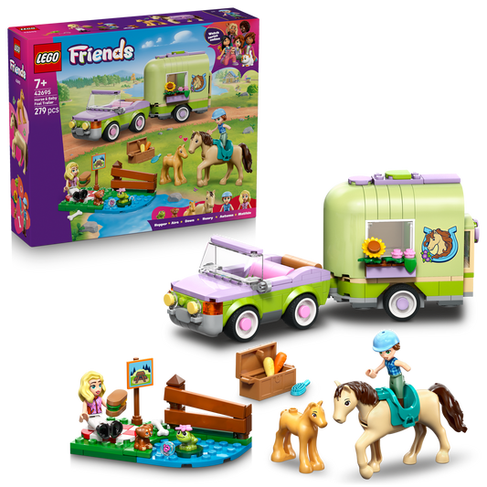 lego friends horse and baby foal trailer with box 