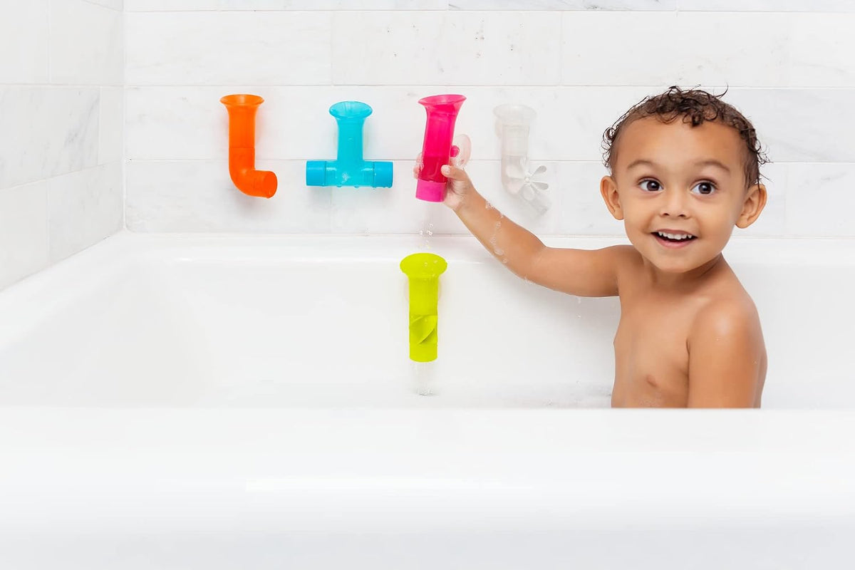Boon Pipes building bath toy set with five coloured pipes – view 5