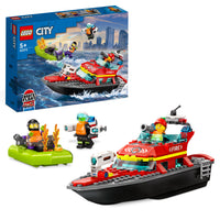 LEGO fire rescue boat and packaging 