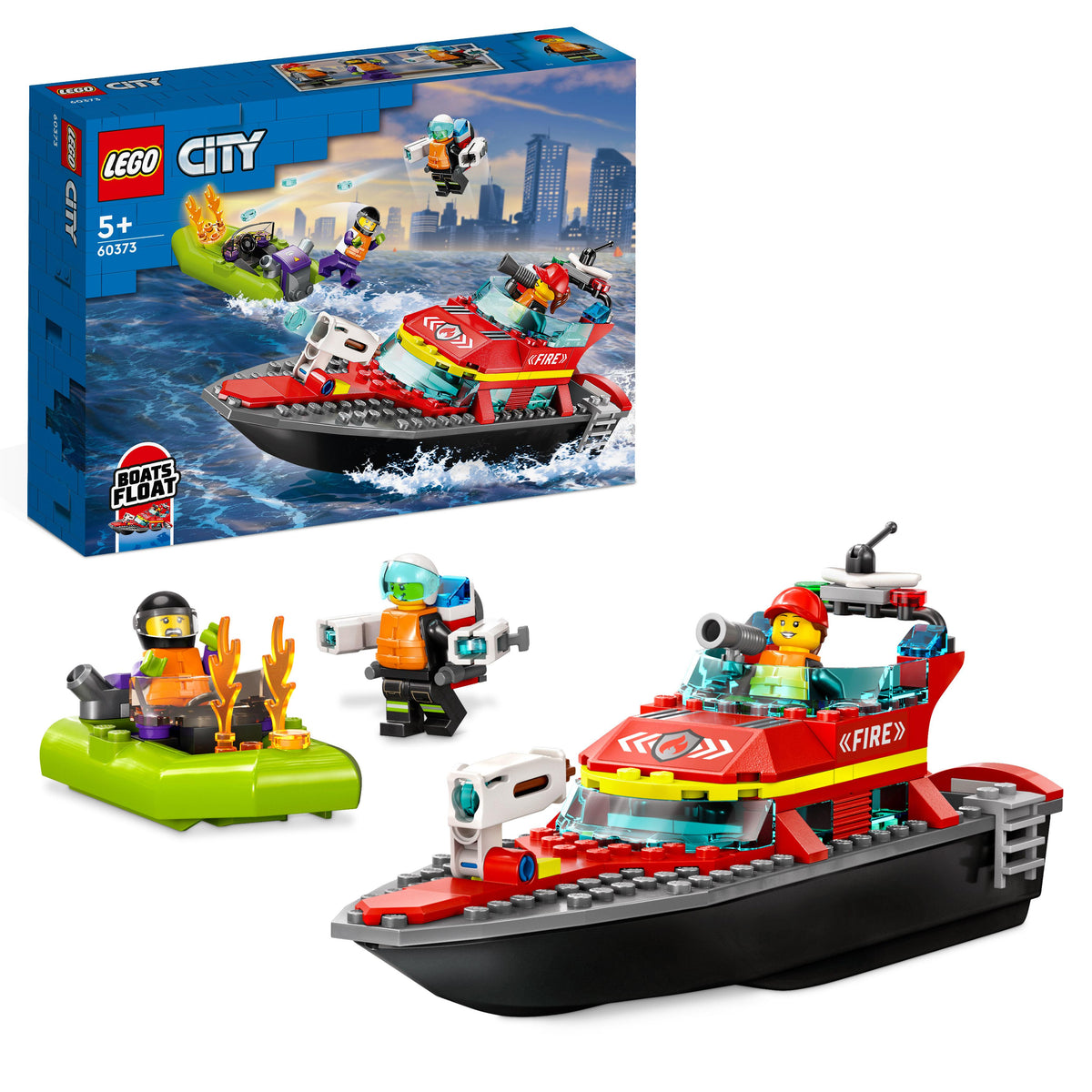 LEGO fire rescue boat and packaging 