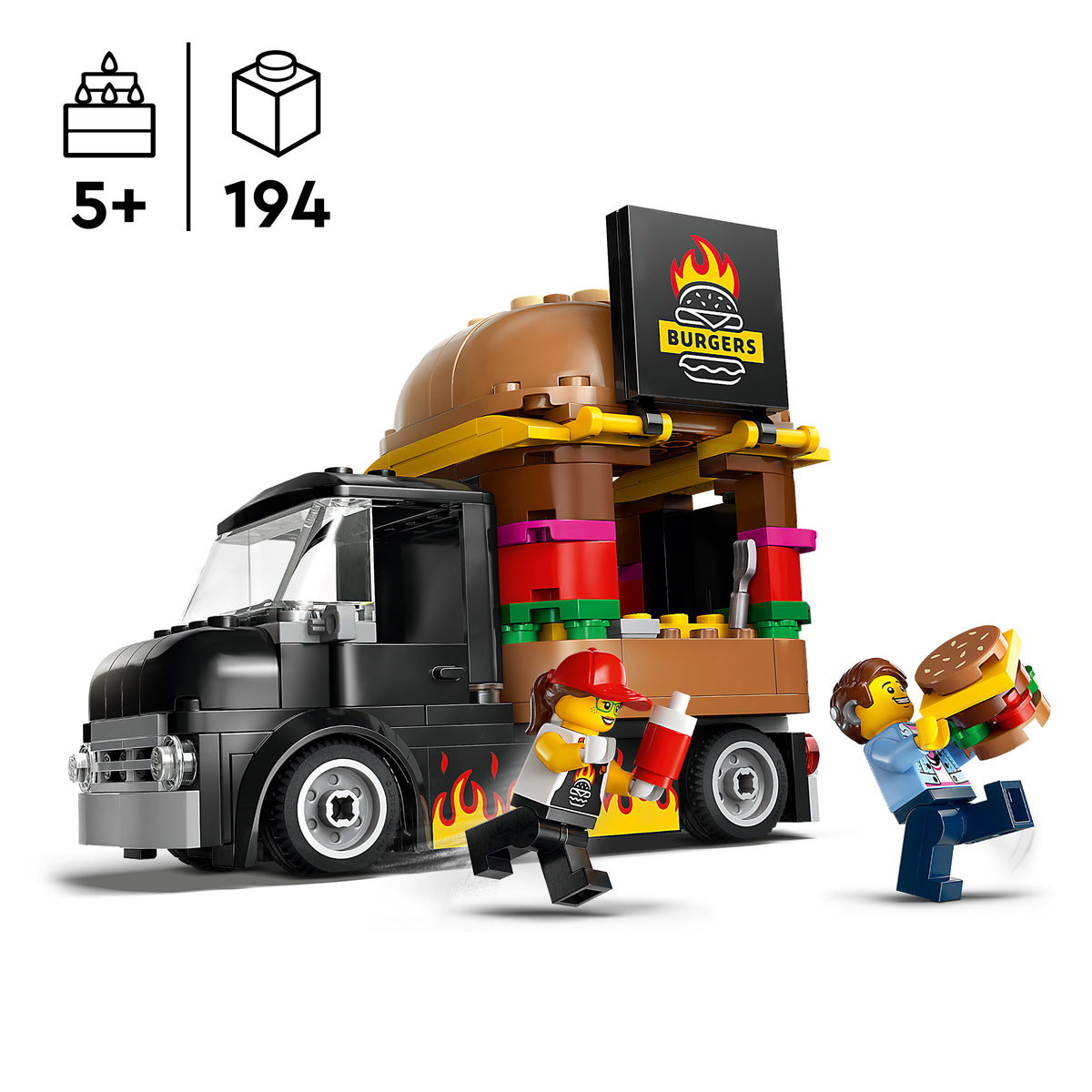 burger van lego set on white background 