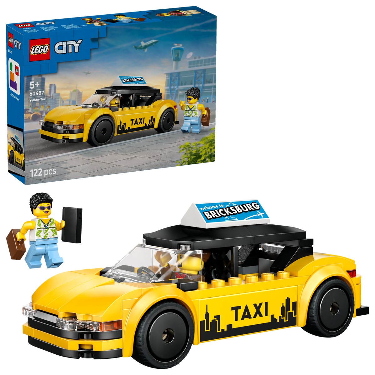 lego city yellow taxi with packaging 