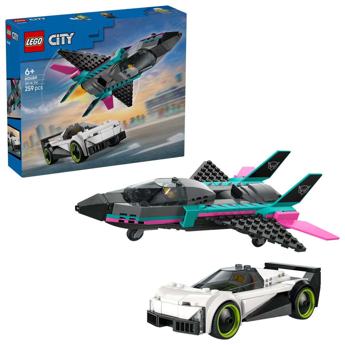 lego city jet vs car with box 