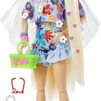 Barbie Extra Doll #12 in Floral 2-Piece Outfit with Pet Bunny