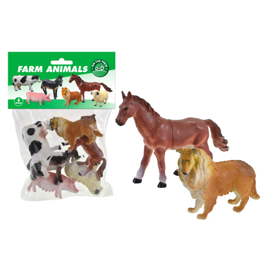 6pc Farm Animals (4") In Pvc Bag/Header