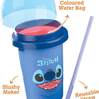 ChillFactor Disney Stitch Slushy Maker Blue – parts: lid, coloured water bag, cup and reusable straw