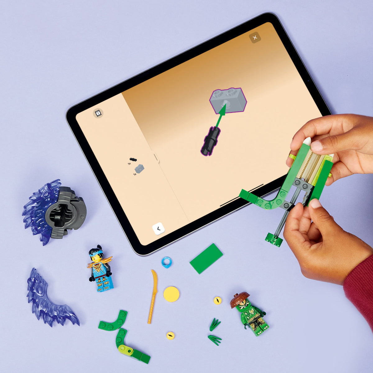 boy building lego nya vs mutation monster spinner 