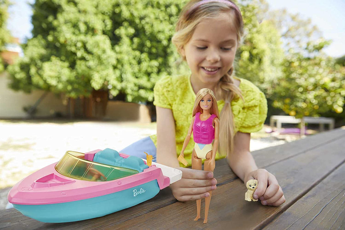 Barbie Boat with Puppy and Themed Accessories