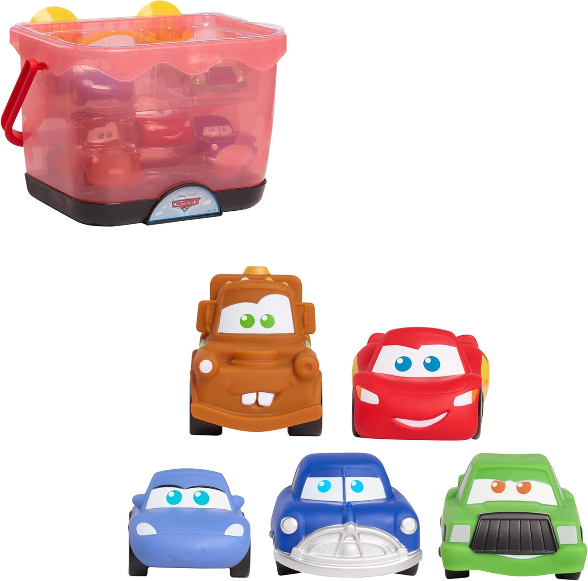 Disney Pixar Cars Bath Caddy with five character bath toy figures