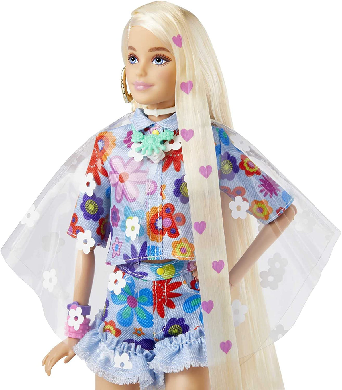 Barbie Extra Doll #12 in Floral 2-Piece Outfit with Pet Bunny