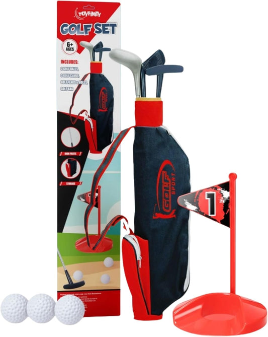 Toyfinity Junior Golf Set with clubs, balls, flags and carry bag