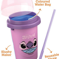 ChillFactor Disney Stitch Angel Slushy Maker Pink – pink Angel cup with lid and spoon straw