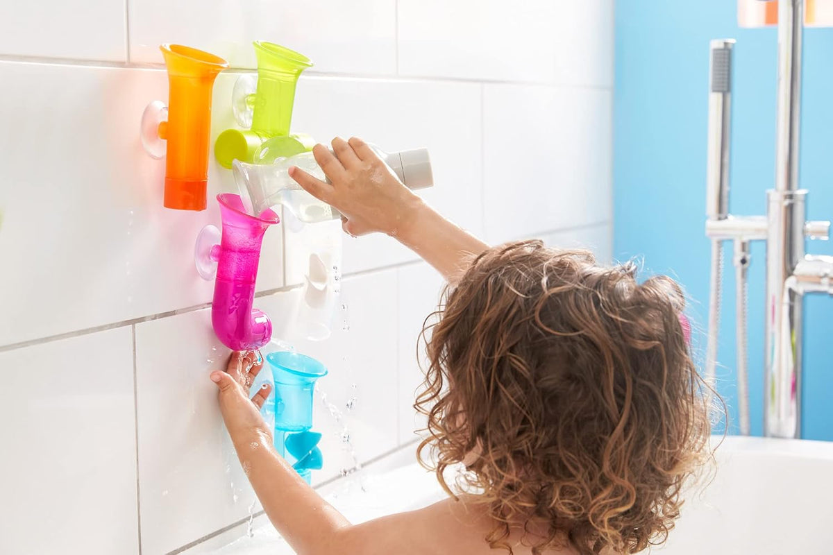 Boon Pipes building bath toy set with five coloured pipes – view 3