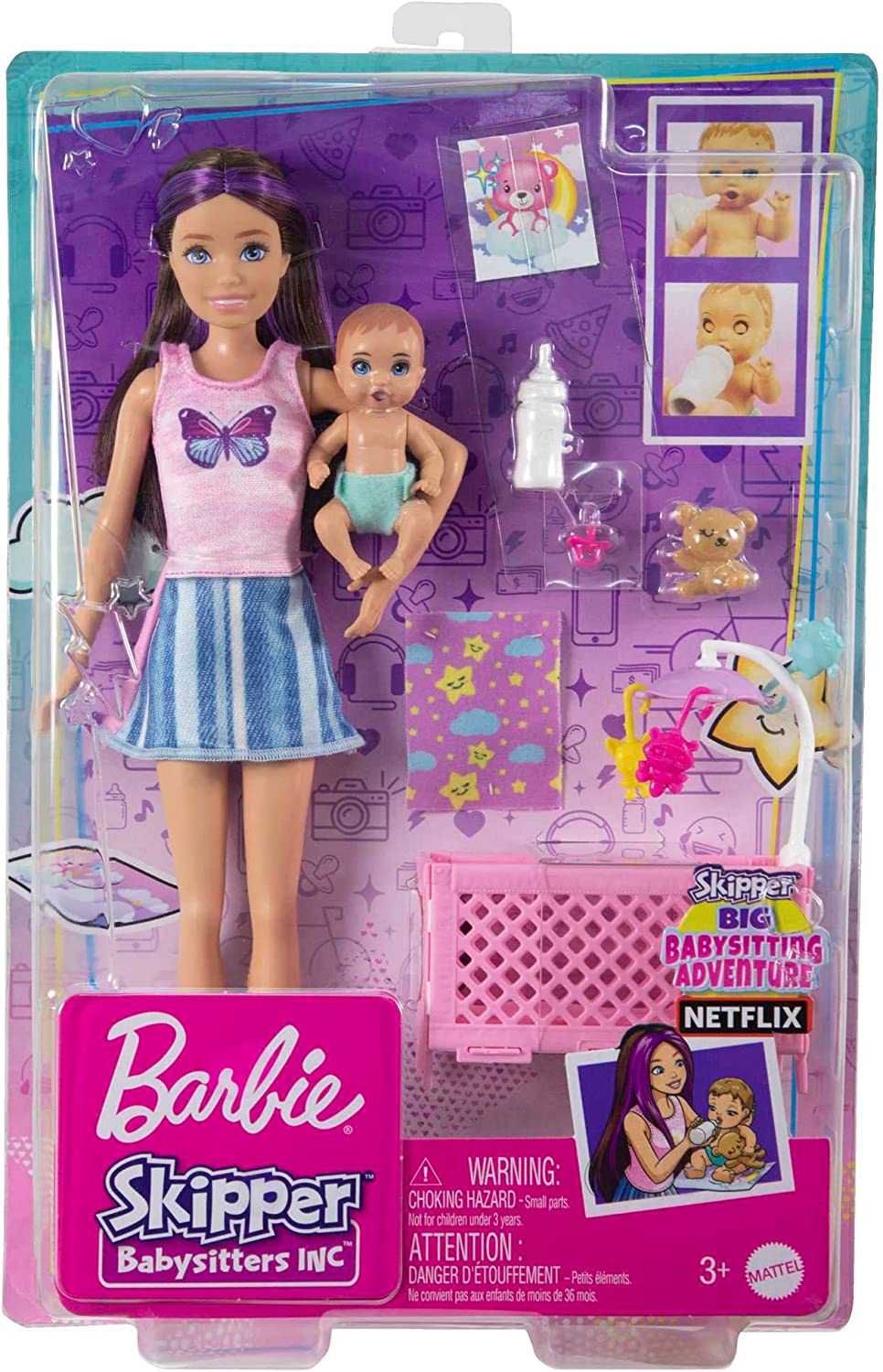 Barbie Doll And Accessories Skipper Babysitter Crib Playset