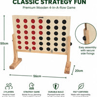 Toyfinity wooden 4 in a Row game with red and black counters – view 2