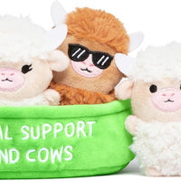 Relatable Emotional Support Highland Cows plush set in carry container