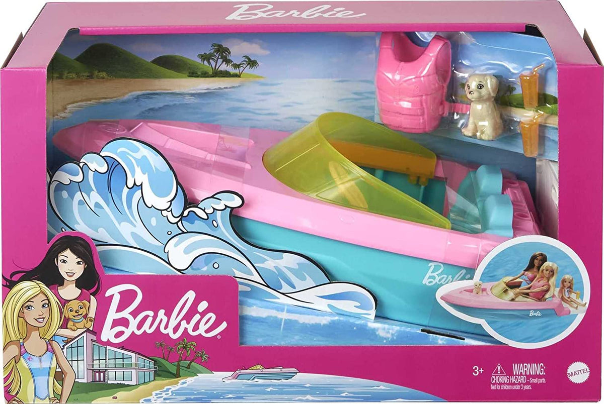 Barbie Boat with Puppy and Themed Accessories