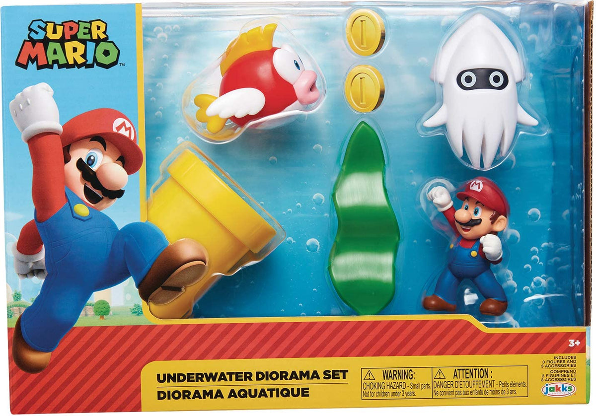 Nintendo Super Mario Underwater 2.5" Figure Diorama Play Set