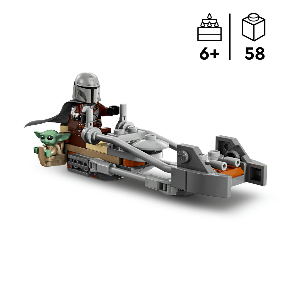 lego star wars the mandalorian and grogus speeder bike 