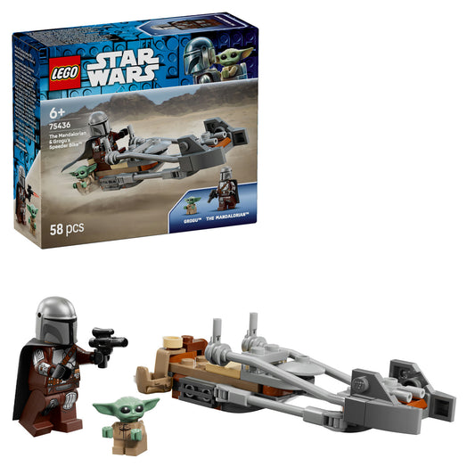 lego star wars the mandalorian and grogus speeder bike with box