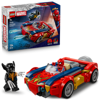 lego spiderman car vs venomized wolverine with box 