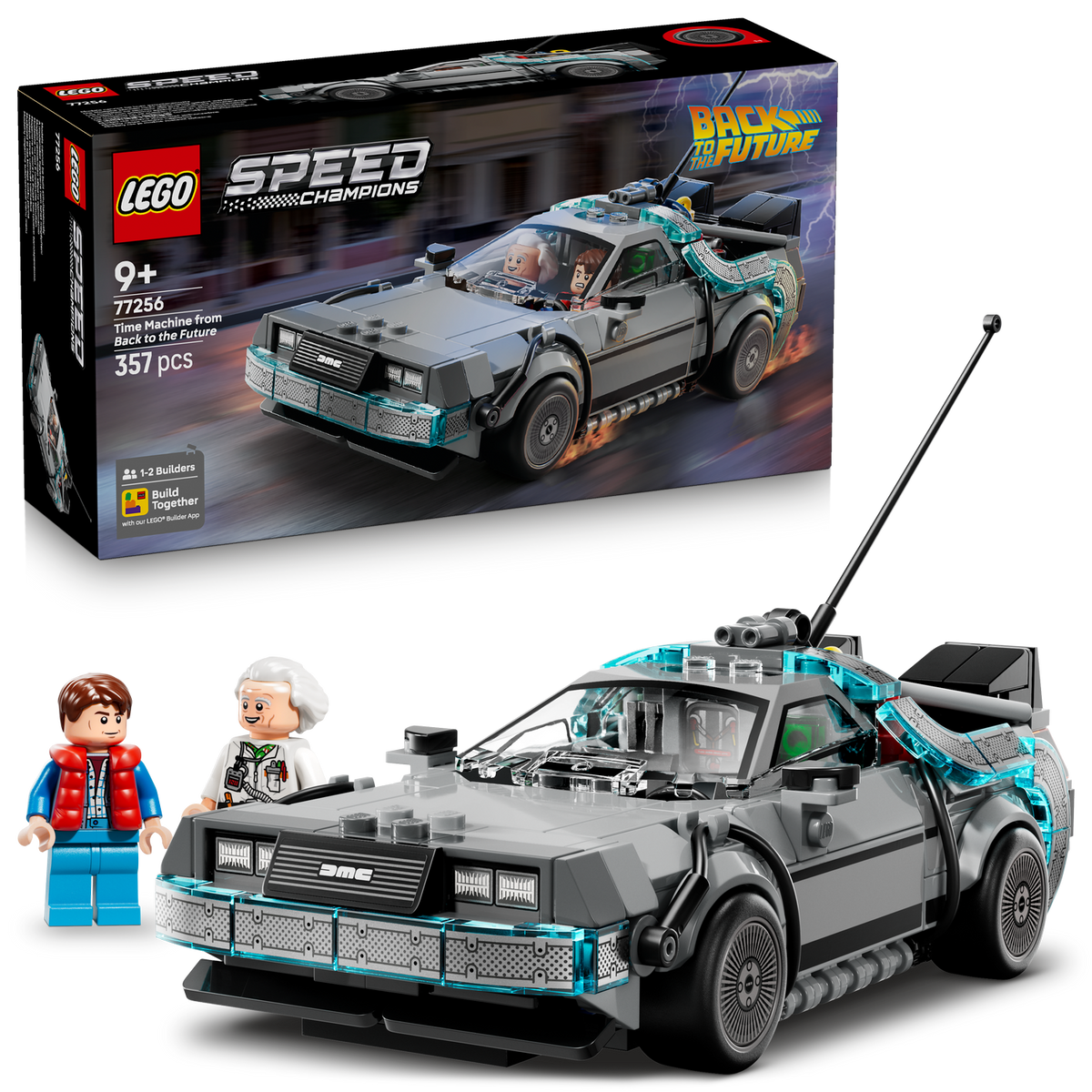 lego time machine from back to the future with box 