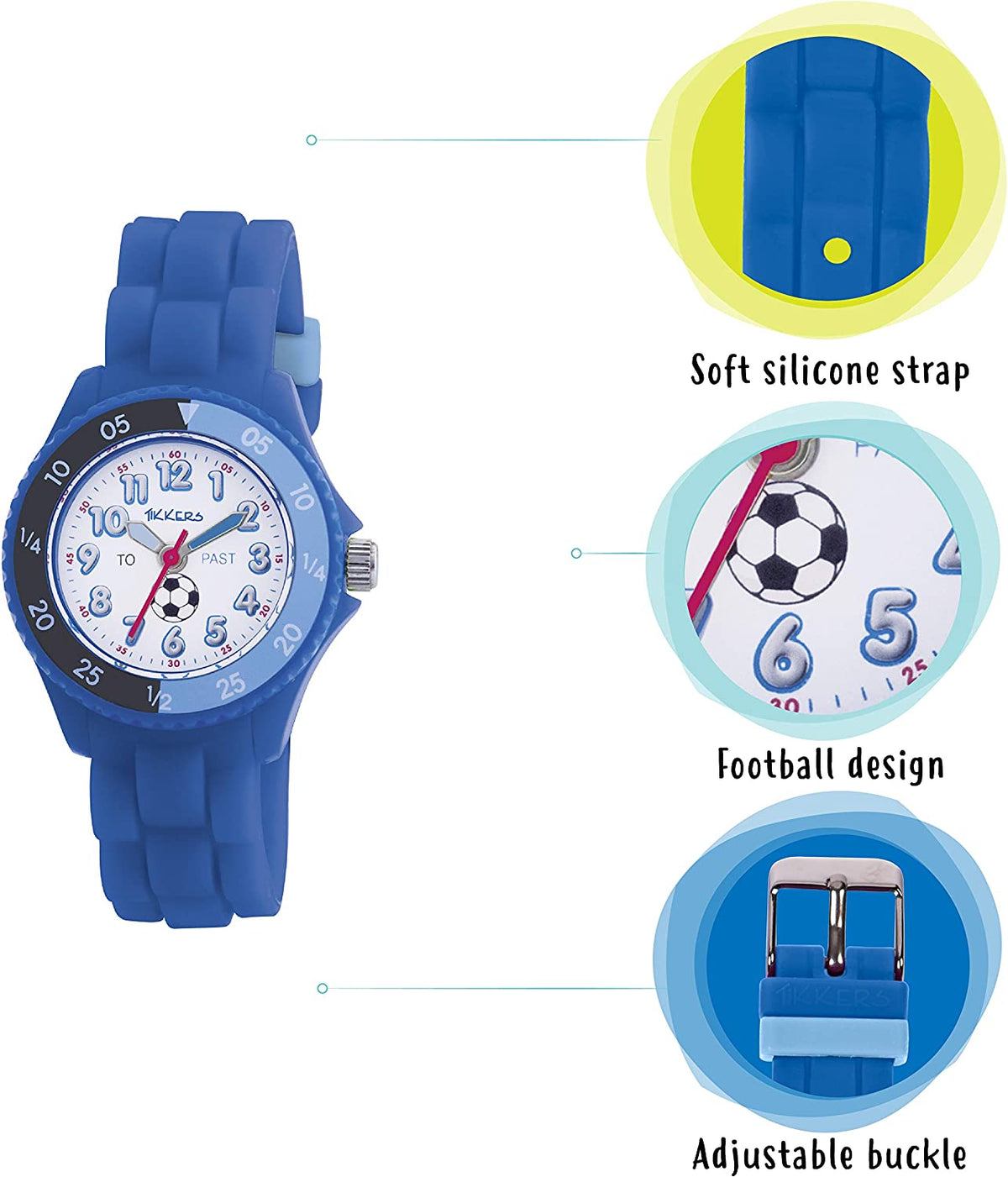 Tikkers Time Teacher Blue Rubber-Silicone Strap Watch