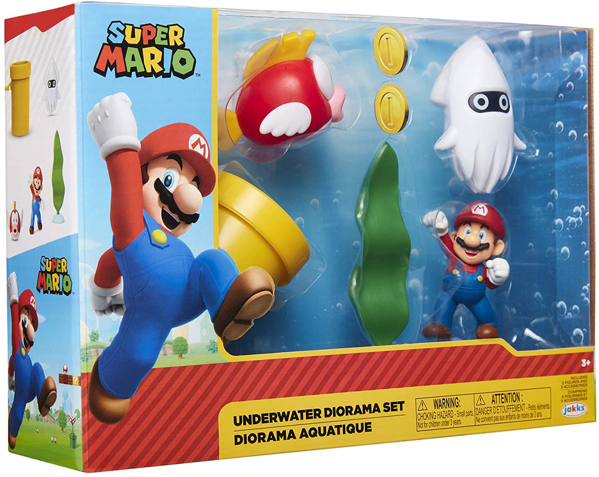 Nintendo Super Mario Underwater 2.5" Figure Diorama Play Set