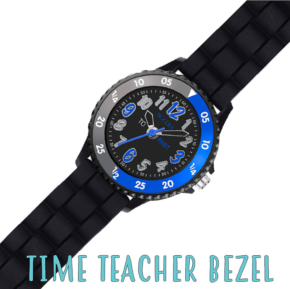 Tikkers Black-Blue TT Silicone Strap Watch