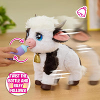 FurReal Riley the Feed and Follow Cow interactive plush mini cow with bottle – view 4