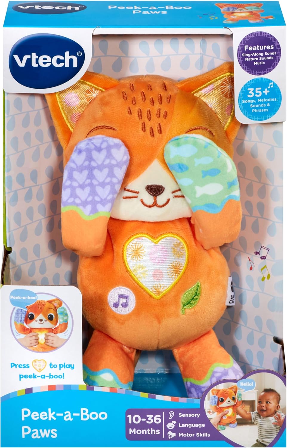 VTech Baby Peek-a-Boo Paws orange kitty toy – view 4
