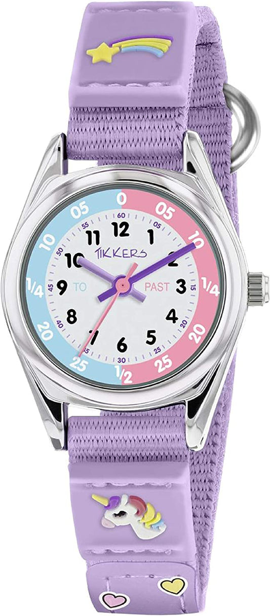 Tikkers Time Teacher Purple Velcro Strap Watch