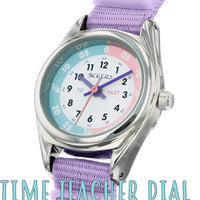 Tikkers Time Teacher Purple Velcro Strap Watch