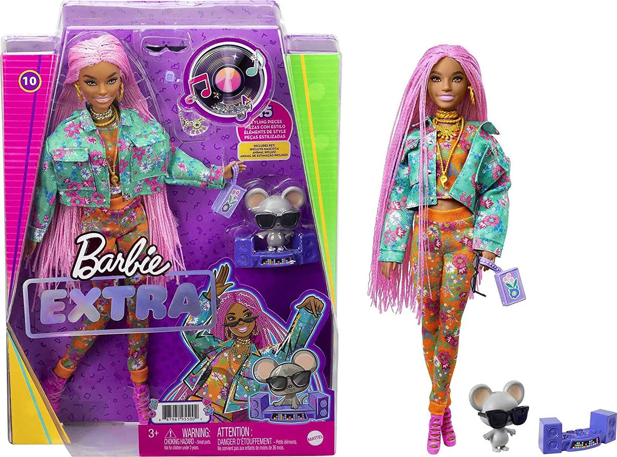 Barbie Extra Doll with Pink Braids