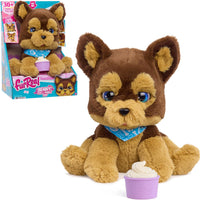 FurReal Benny the Kiss and Cuddle Pup interactive brown plush puppy with treat cup