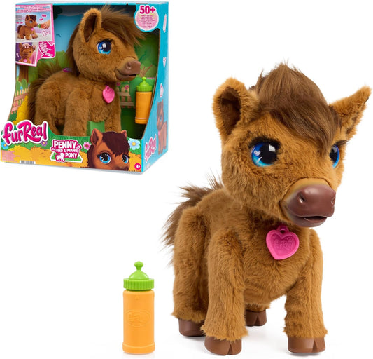 FurReal Penny the Feed and Prance Pony interactive plush pony with bottle