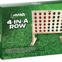 Toyfinity wooden 4 in a Row game with red and black counters