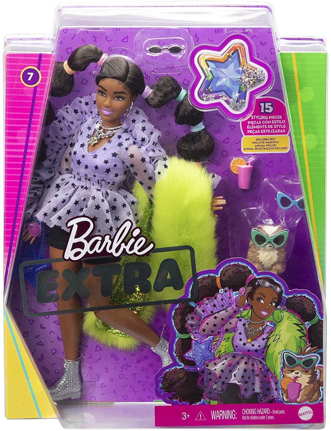 Barbie® Extra Doll 7 in Top and Furry Shrug with Pet Pomeranian