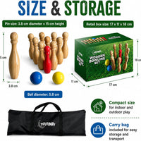 Toyfinity wooden bowling set with nine pins and two balls – view 3