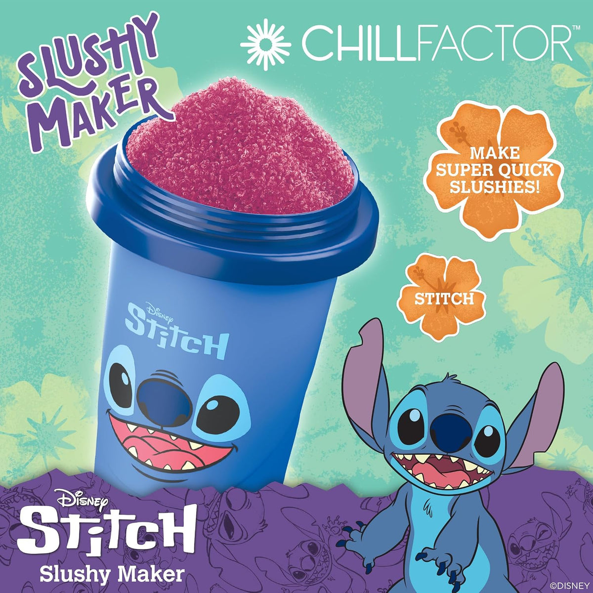 ChillFactor Disney Stitch Slushy Maker Blue – with slushy