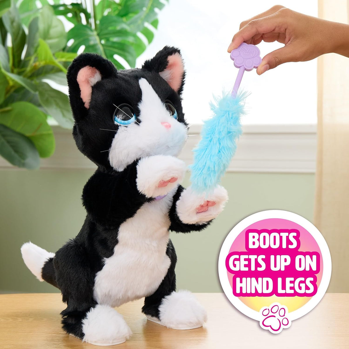FurReal Boots the Biscuit-Making Kitty interactive black and white plush cat – view 4