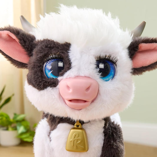 FurReal Riley the Feed and Follow Cow interactive plush mini cow with bottle – view 2