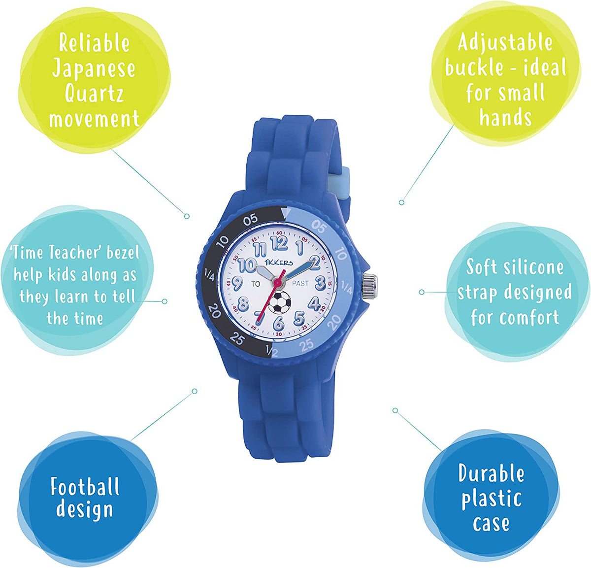 Tikkers Time Teacher Blue Rubber-Silicone Strap Watch