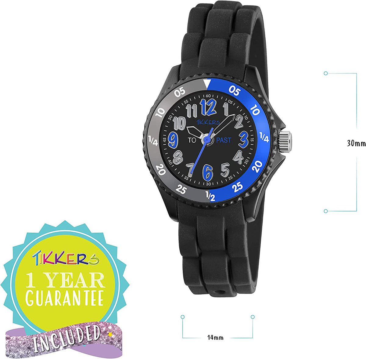 Tikkers Black-Blue TT Silicone Strap Watch