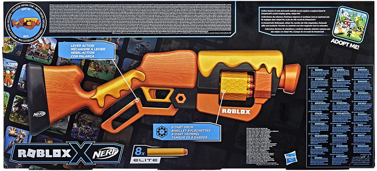 F2486 Nerf Roblox Adopt Me! BEES! Lever Action Blaster 8 Nerf Elite Darts