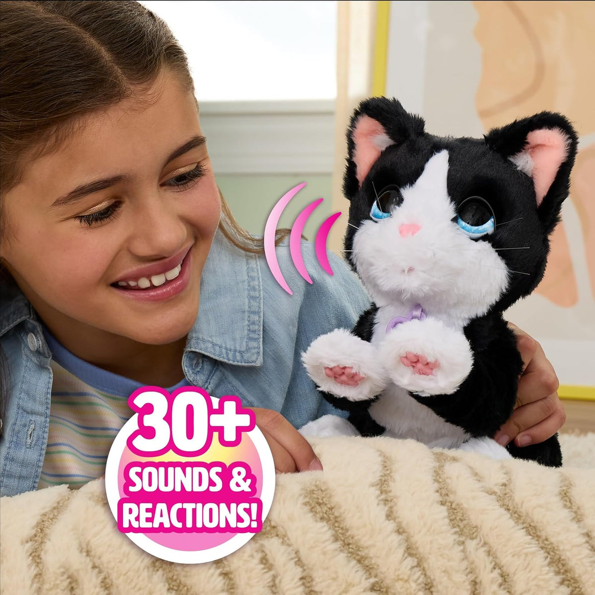 FurReal Boots the Biscuit-Making Kitty interactive black and white plush cat – view 3