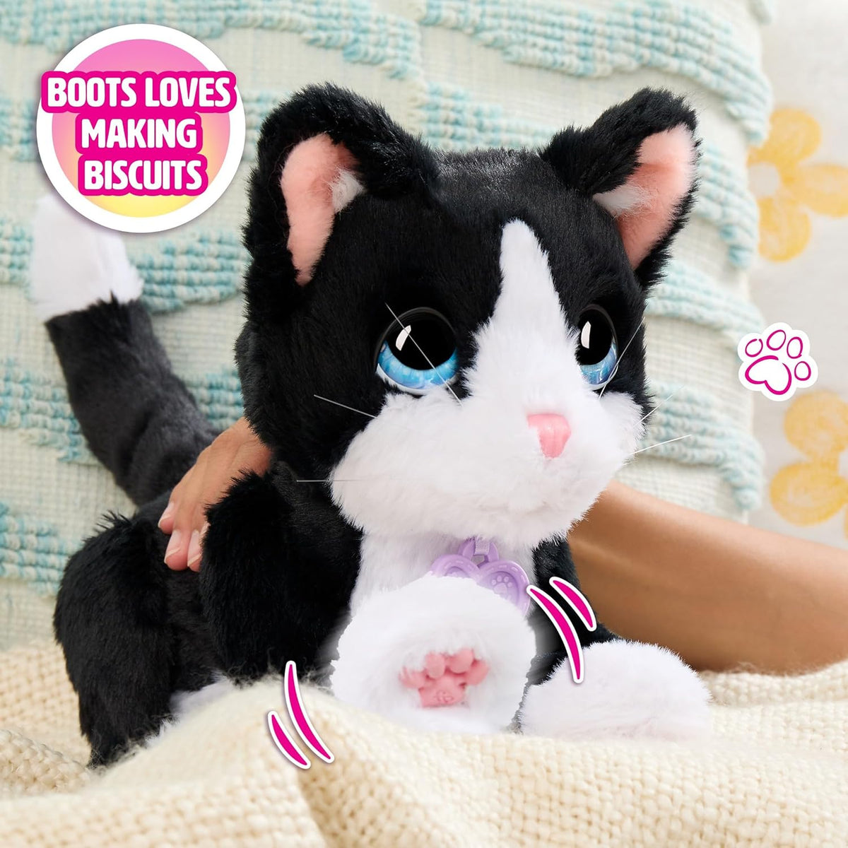 FurReal Boots the Biscuit-Making Kitty interactive black and white plush cat – view 6