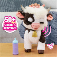 FurReal Riley the Feed and Follow Cow interactive plush mini cow with bottle – view 3