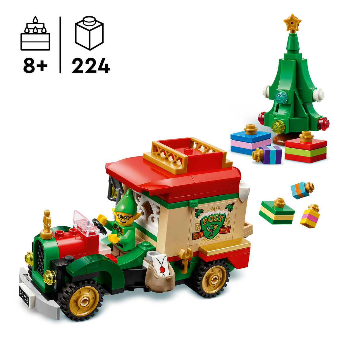 santas delivery truck on white background 